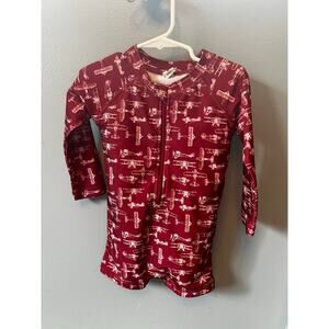 Kate Quinn Organics red airplane swim romper long sleeve